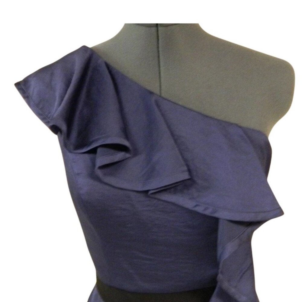 BCBGeneration Blue Smoke Sexy One Shoulder Party Dress w/Ruffle Sz-8 NWT $128.00 - Picture 2 of 9